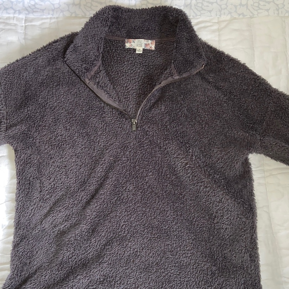 Charcoal Gray Sherpa Quarter Zip